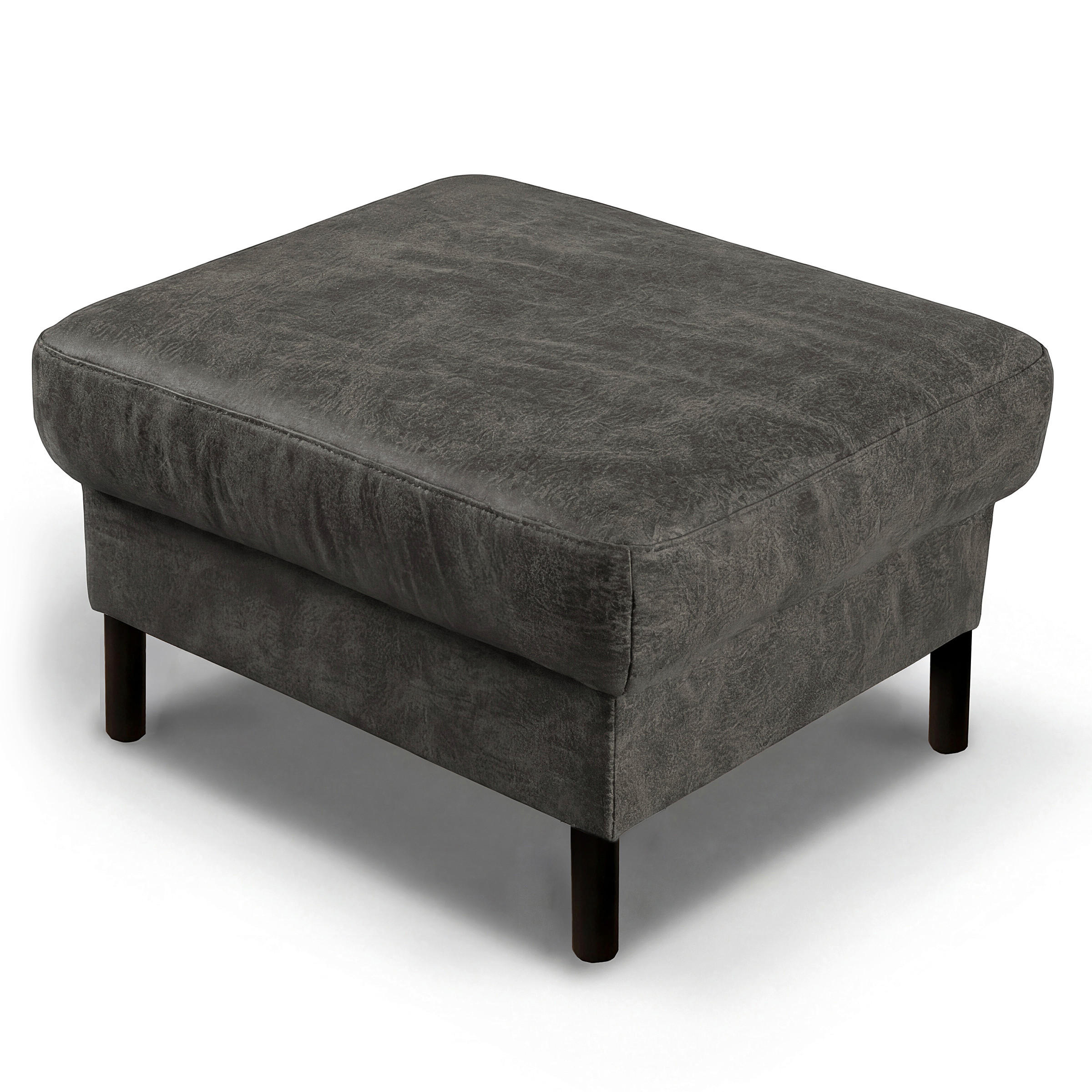 HOCKER Textil, Leder Dunkelgrau  - Dunkelgrau, Design, Leder/Textil (70/48/60cm) - Livetastic