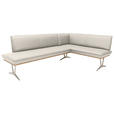 ECKBANK 197/152 cm  in Creme  - Edelstahlfarben/Beige, Design, Leder/Holz (197/152cm) - Ambiente