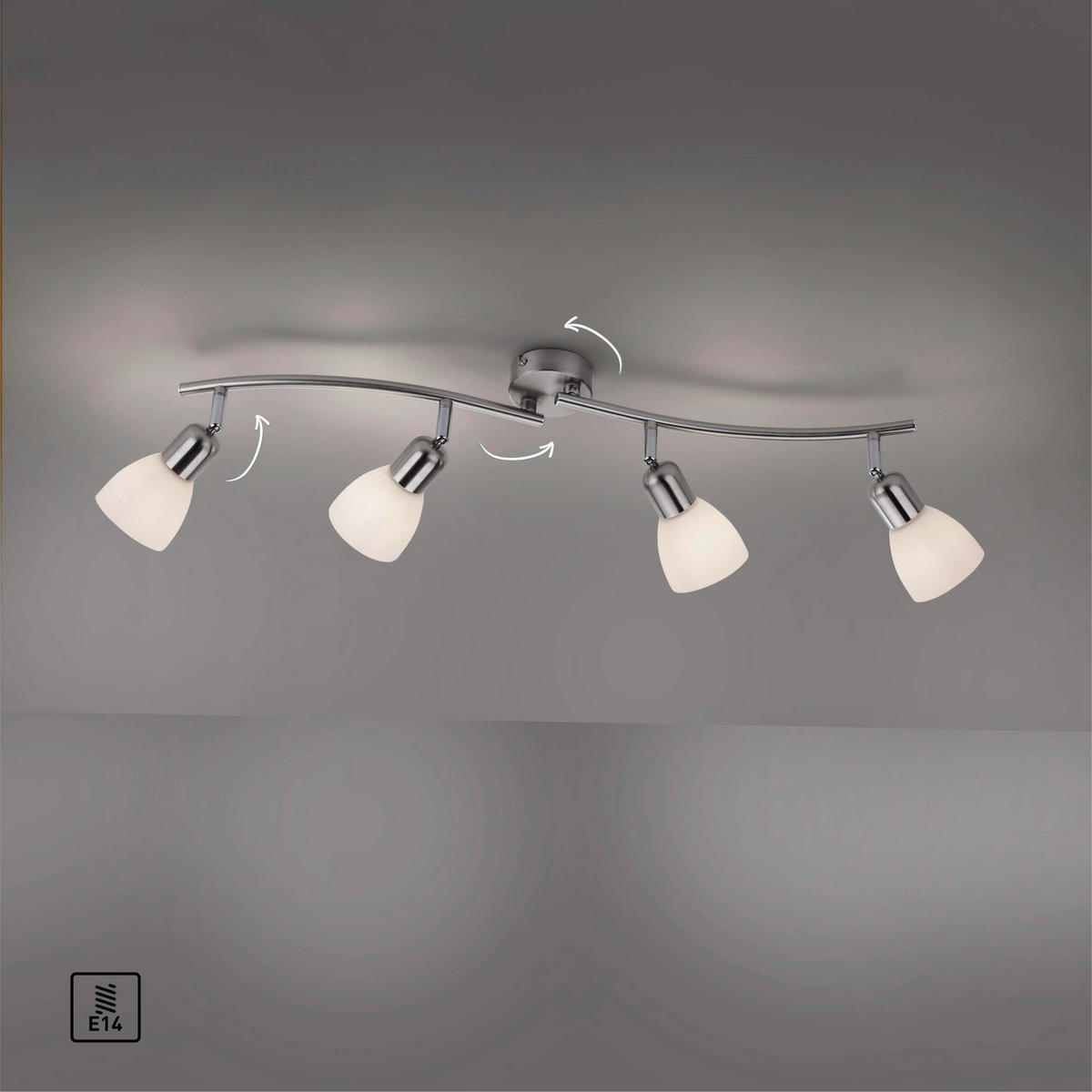 PLAFONJERA - boja nerđajućeg čelika, Osnovno, staklo/metal (90/83/21cm)