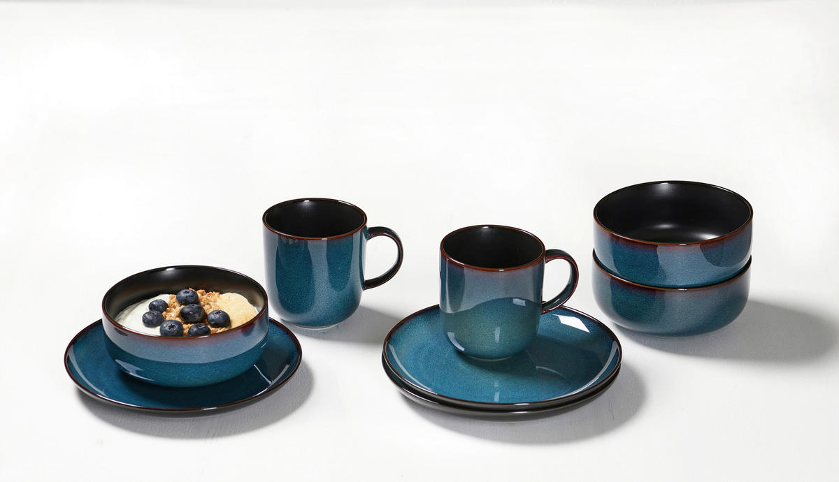 FRÜHSTÜCKSSERVICE Blau BALI  - Blau, Trend, Keramik (33,5/21,5/22cm) - Ritzenhoff Breker