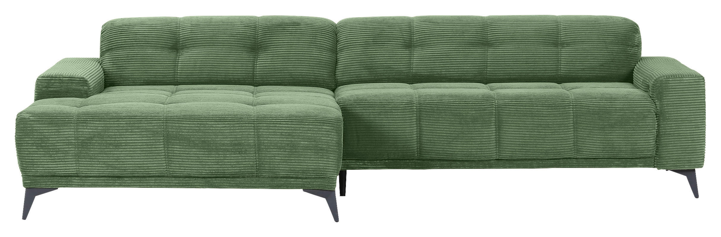 ECKSOFA in Cord Olivgrün  - Schwarz/Olivgrün, Konventionell, Textil/Metall (165/295cm) - Carryhome