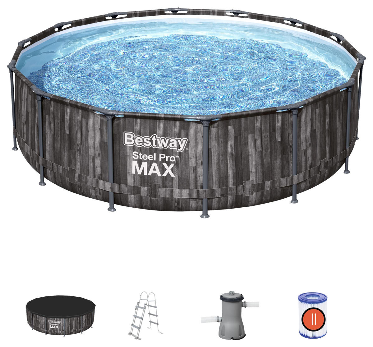 BAZÉN 427/107 cm - modrá/sivá, Basics, kov/plast (427/107cm) - Bestway