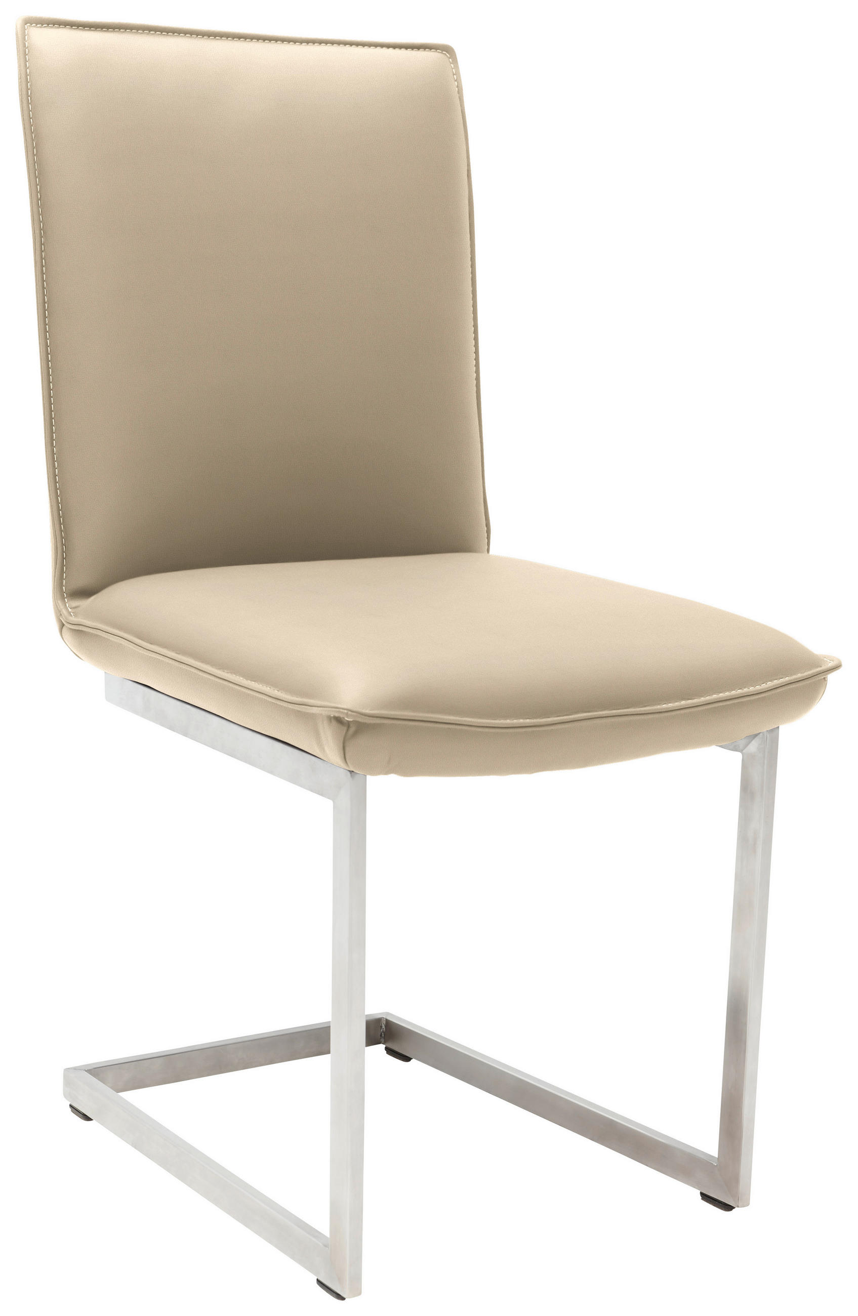 SCHWINGSTUHL  in Nickel Echtleder pigmentiert  - Edelstahlfarben/Beige, Design, Leder/Metall (48/93/65cm) - Ambiente
