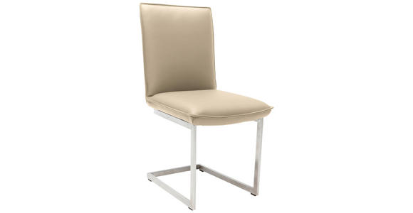 SCHWINGSTUHL  in Nickel Echtleder pigmentiert  - Edelstahlfarben/Beige, Design, Leder/Metall (48/93/65cm) - Ambiente