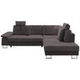 ECKSOFA in Flachgewebe Braun  - Chromfarben/Braun, Design, Textil/Metall (296/229cm) - Novel