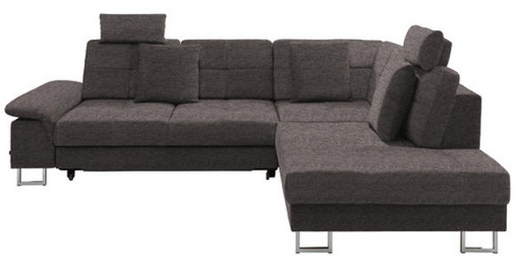 ECKSOFA in Flachgewebe Braun  - Chromfarben/Braun, Design, Textil/Metall (296/229cm) - Novel