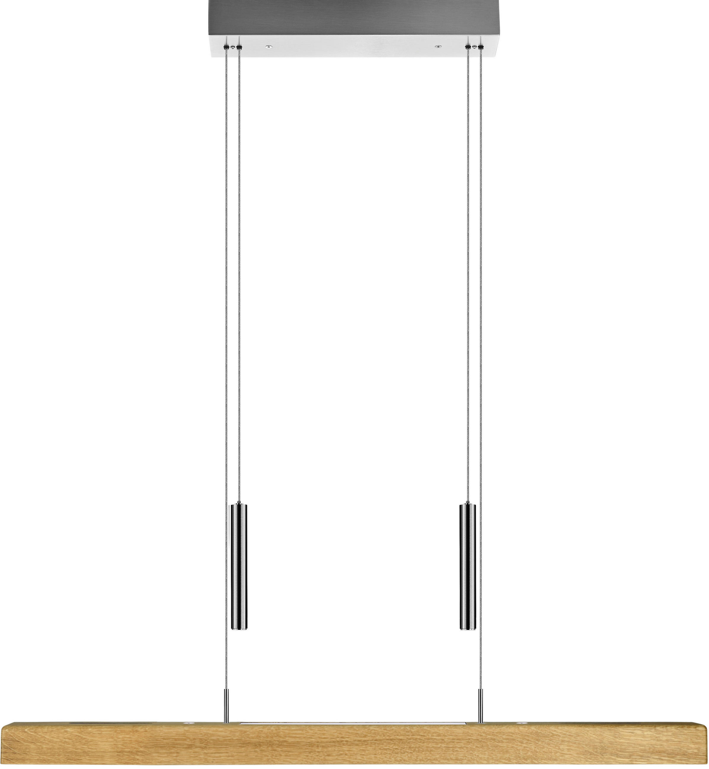 LED-HÄNGELEUCHTE 85/5,8/95-160 cm  - Eichefarben/Silberfarben, Natur, Holz (85/5,8/95-160cm) - Herzblut