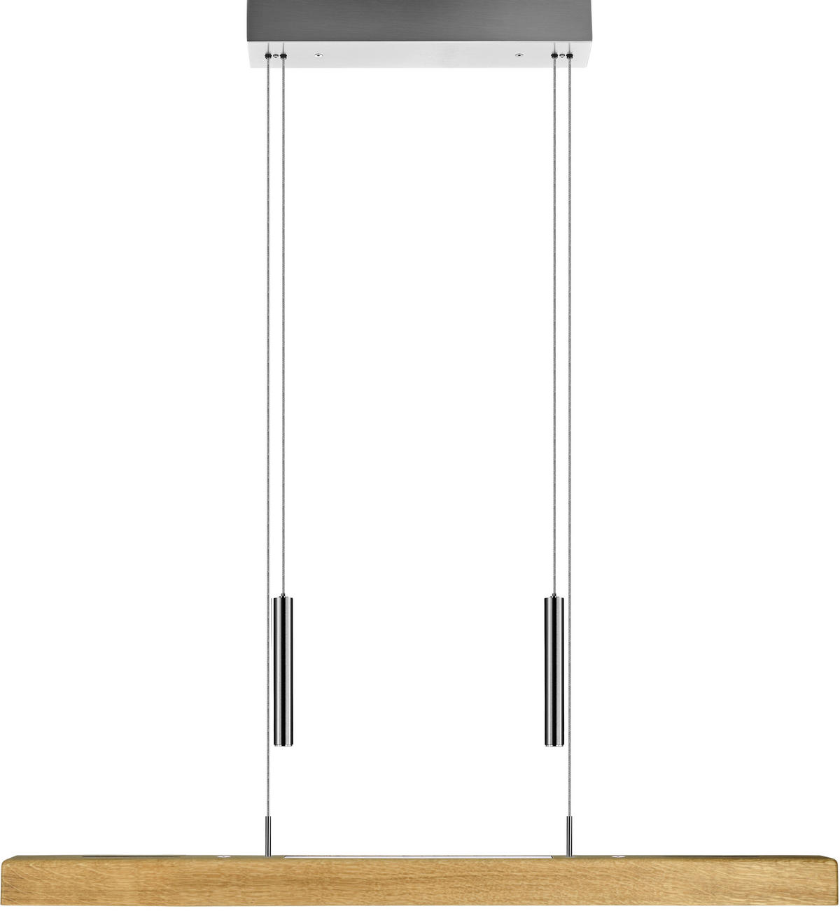 LED-HÄNGELEUCHTE 85/5,8/95-160 cm  - Eichefarben/Silberfarben, Natur, Holz (85/5,8/95-160cm) - Herzblut