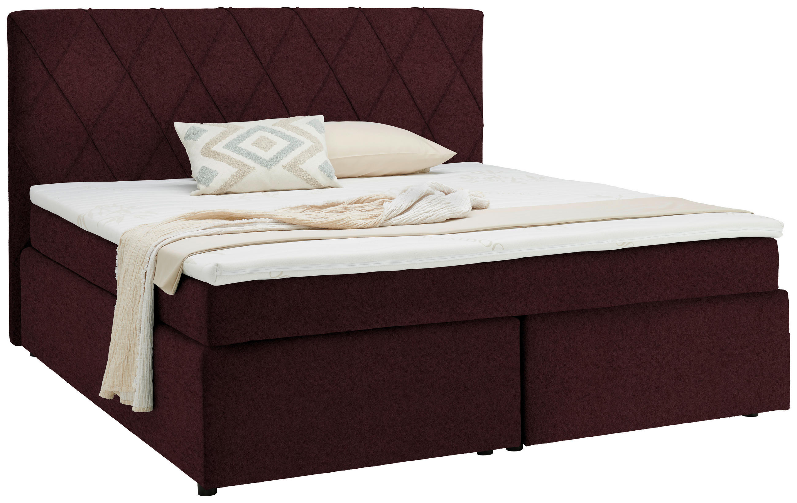 BOXSPRINGBETT 180/200 cm  in Beere  - Beere/Schwarz, Design, Kunststoff/Textil (180/200cm) - Xora