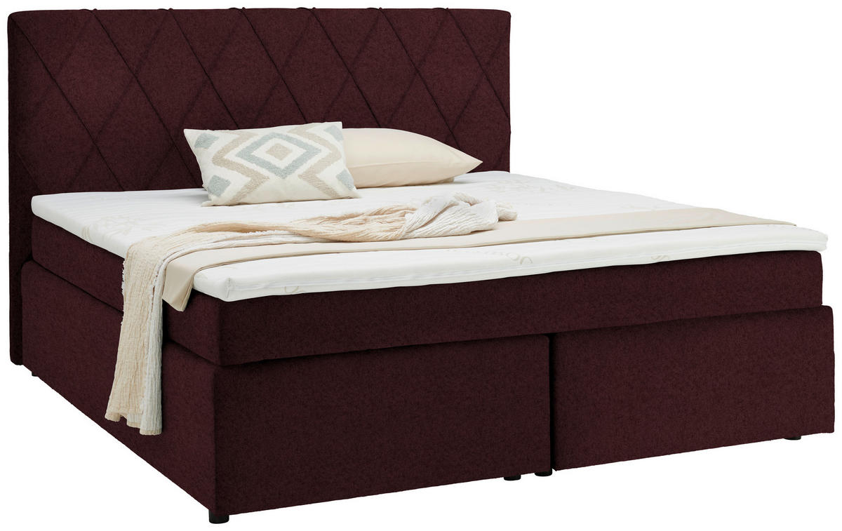 BOXSPRINGBETT 180/200 cm  in Beere  - Beere/Schwarz, Design, Kunststoff/Textil (180/200cm) - Xora