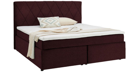 BOXSPRINGBETT 180/200 cm in Beere - Beere/Schwarz, Design, Kunststoff/Textil (180/200cm) - Xora