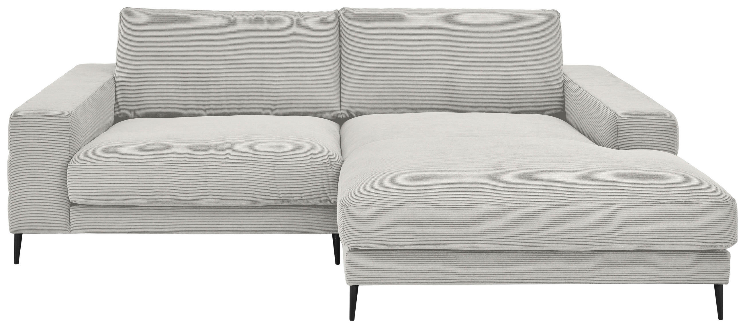 ECKSOFA in Feincord Weiss  - Weiss/Schwarz, Design, Textil/Metall (253/177cm) - Dieter Knoll