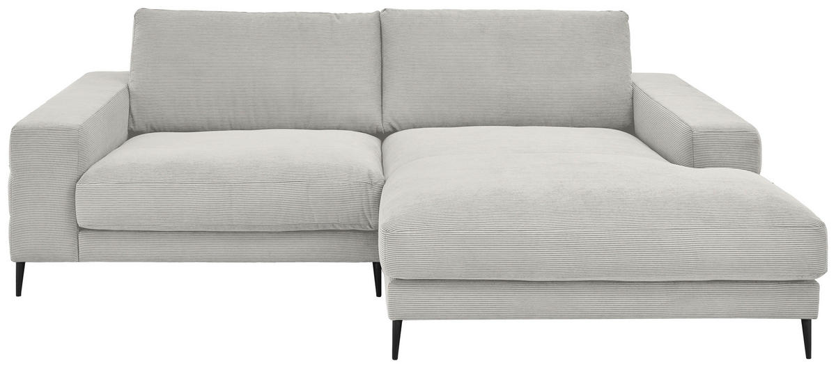 ECKSOFA in Feincord Weiss  - Weiss/Schwarz, Design, Textil/Metall (253/177cm) - Dieter Knoll