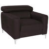 SESSEL in Echtleder Dunkelbraun  - Chromfarben/Dunkelbraun, Design, Leder/Metall (99/78-92/106cm) - Livetastic
