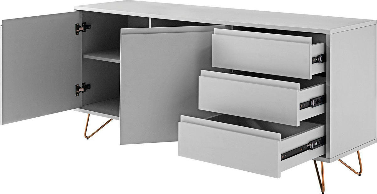 ŠIROKÁ KOMODA, biela, 150/70/40 cm - biela/mosadzná, Design, kov/kompozitné drevo (150/70/40cm) - Livetastic