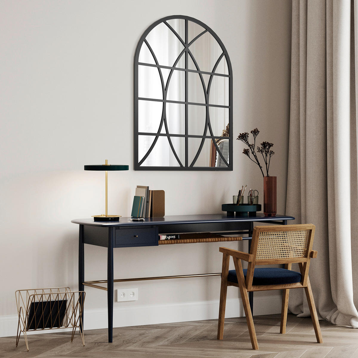 DEKOSPIEGEL  69/95 cm   in Freiform  - Schwarz, Basics, Glas/Holz (69/95cm)