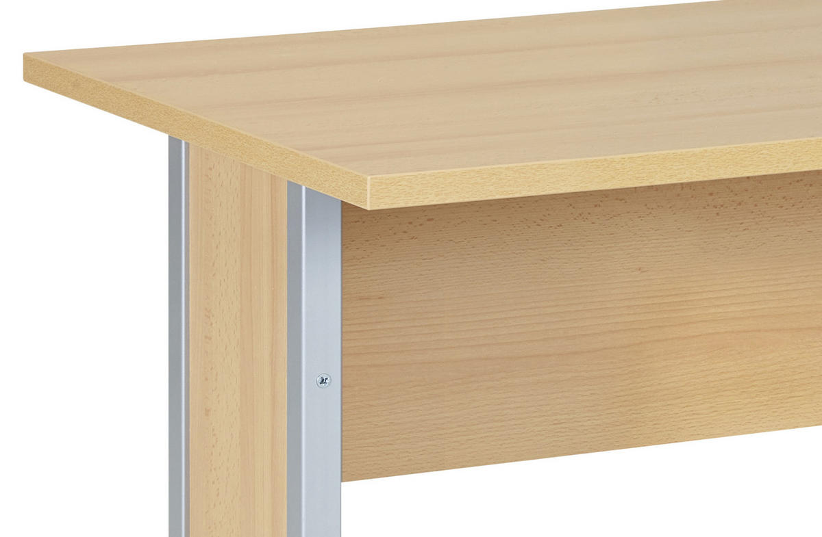 SCHREIBTISCH 90/65/72,2 cm  in Buchefarben  - Silberfarben/Buchefarben, Basics, Holzwerkstoff/Metall (90/65/72,2cm) - MID.YOU