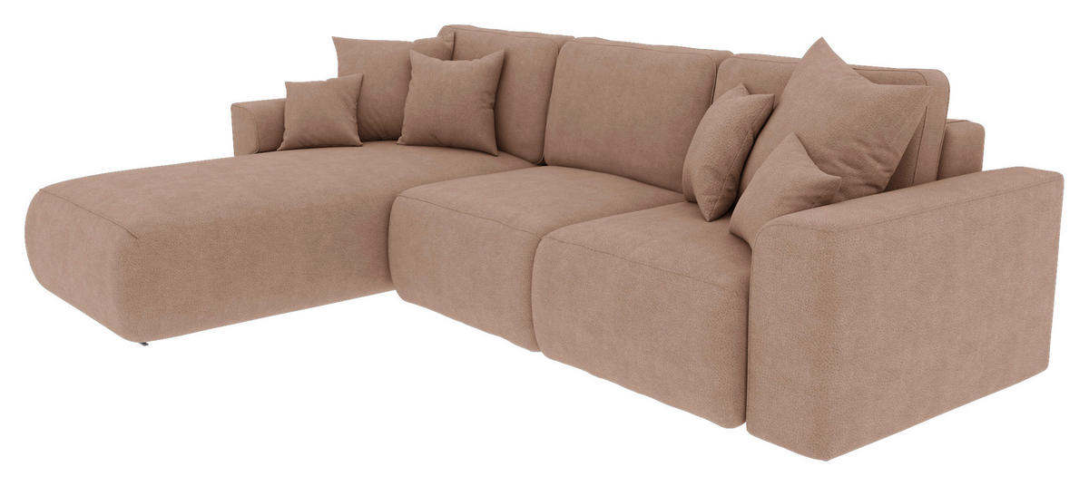 ECKSOFA Cappuccino Lederlook  - Chromfarben/Cappuccino, KONVENTIONELL, Kunststoff/Textil (195/293cm) - Carryhome