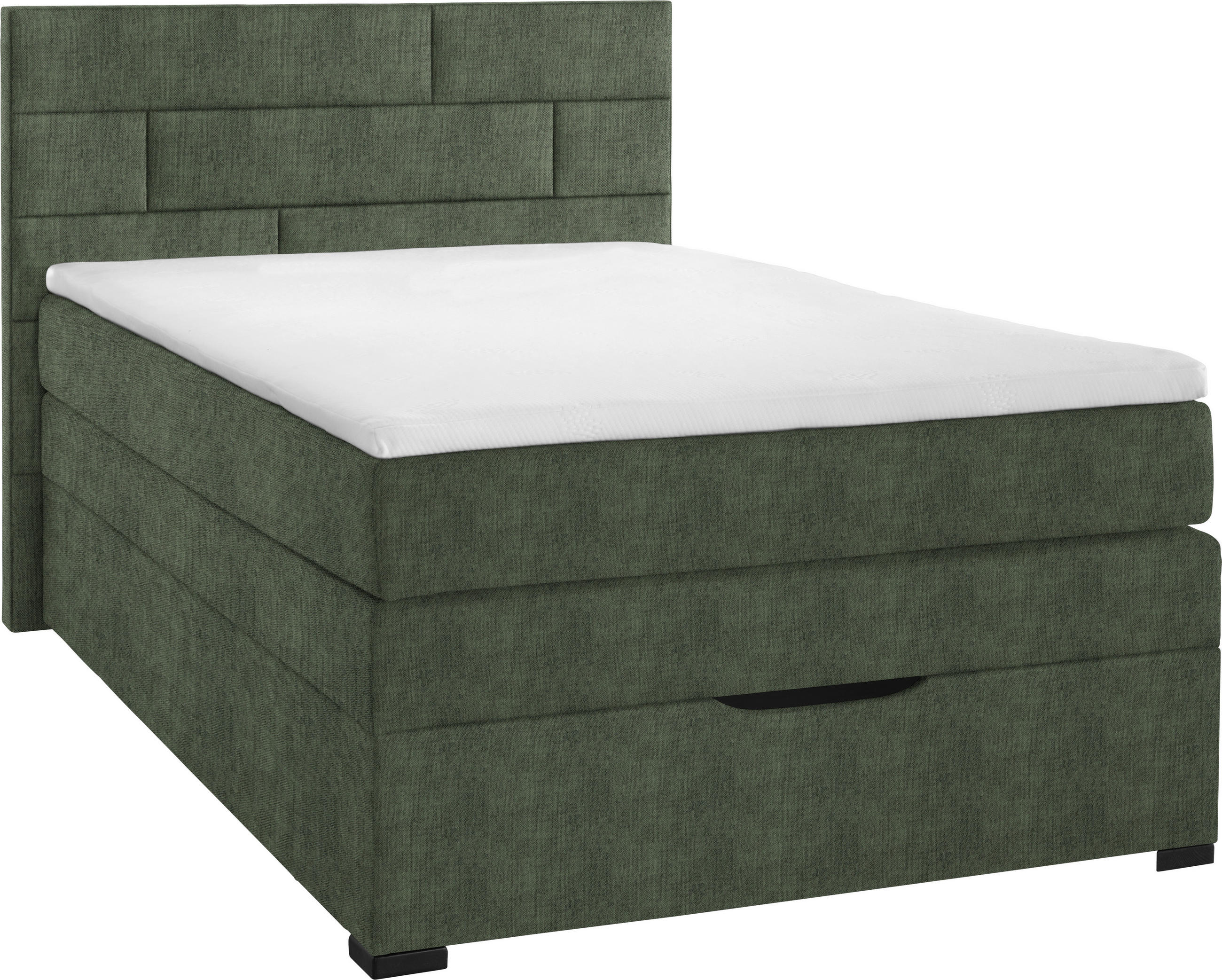 BOXSPRINGBETT 120/200 cm  in Olivgrün  - Wengefarben/Olivgrün, Konventionell, Holz/Textil (120/200cm) - Carryhome