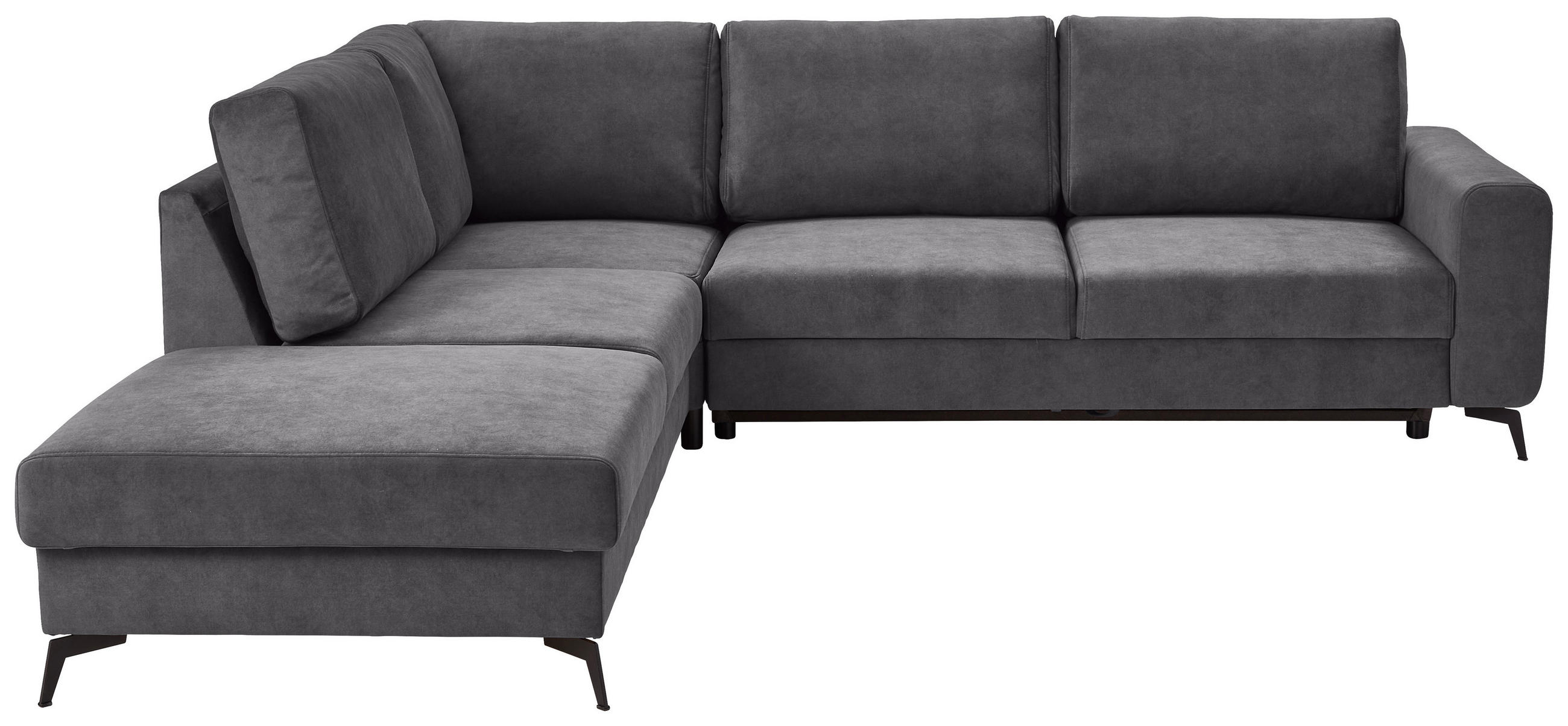 ECKSOFA Dunkelgrau Chenille  - Dunkelgrau/Schwarz, KONVENTIONELL, Textil/Metall (257/275cm) - Carryhome