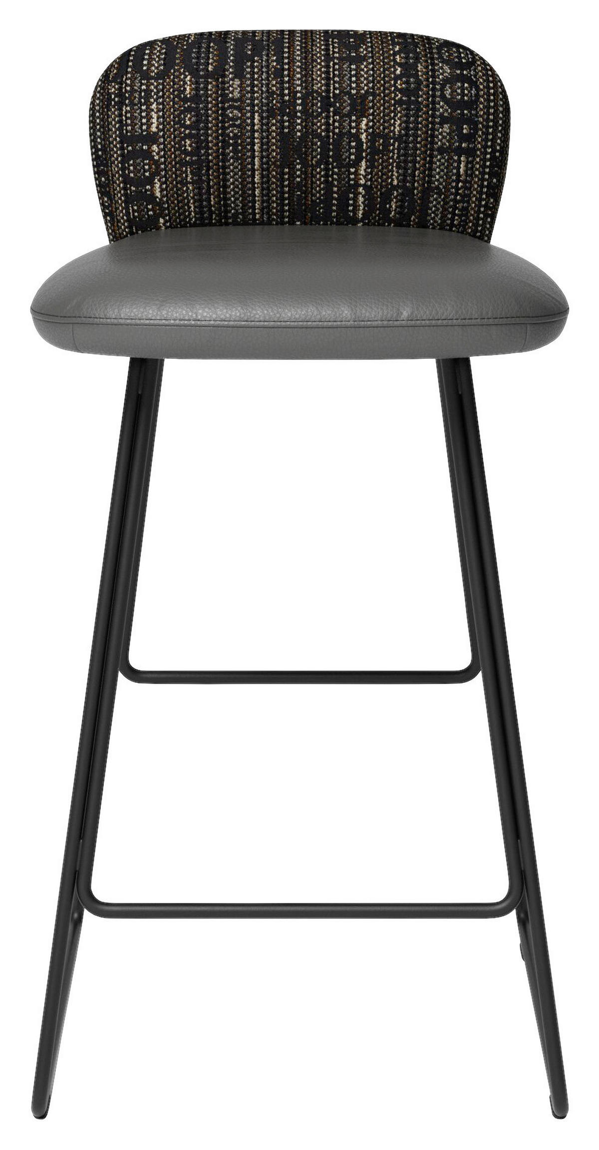 BARHOCKER in Textil, Leder Schwarz, Schlammfarben  - Schlammfarben/Schwarz, Design, Leder/Textil (43/80/47cm) - Joop!