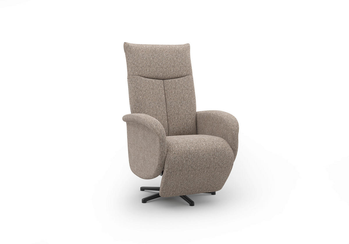 RELAXSESSEL GLENDALE E Chenille Kopfteilverstellung, Rücken echt    - Schwarz/Cappuccino, KONVENTIONELL, Textil/Metall (75/112/82cm) - Sit & More
