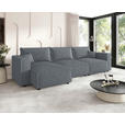 ECKSOFA Grau Cord Zierkissen, Rückenkissen, Schlaffunktion, Rücken echt  - Schwarz/Grau, MODERN, Kunststoff/Textil (350/168cm) - Xora