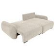 ECKSOFA Beige Flachgewebe Zierkissen, Rückenkissen, Bettkasten, Schlaffunktion, Rücken echt, Liegefläche im Originalstoff  - Beige/Schwarz, KONVENTIONELL, Kunststoff/Textil (250/145cm) - Carryhome