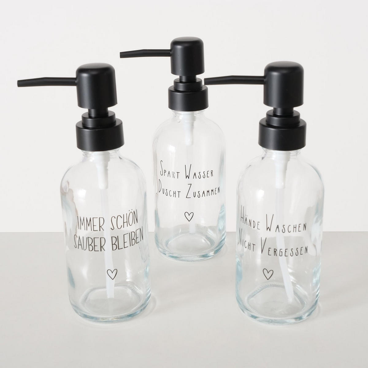 SEIFENSPENDER Kunststoff, Glas  - Transparent/Schwarz, Basics, Glas/Kunststoff (9/6/19cm)