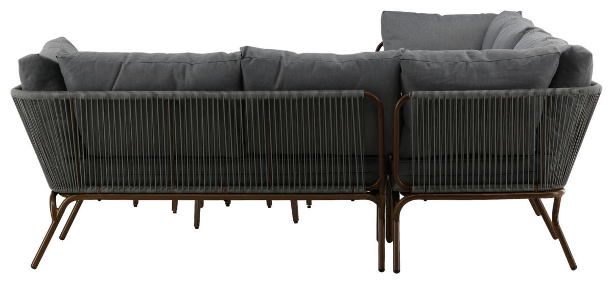 DINING-LOUNGESET  - Braun/Grau, KONVENTIONELL, Textil/Metall - Gardenson
