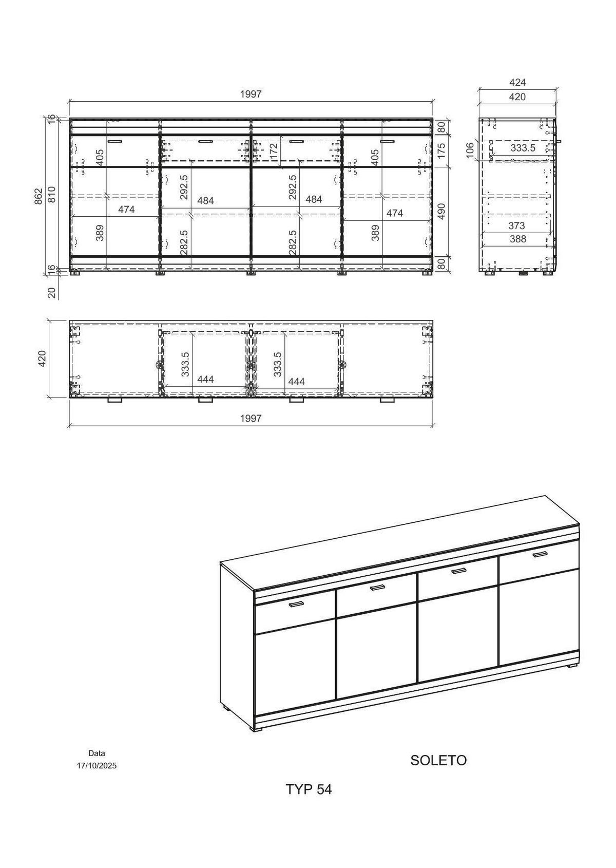 SIDEBOARD  200/87/42 cm 2 Schublade(n)  - Eichefarben/Schwarz, Design, Holzwerkstoff/Metall (200/87/42cm) - MID.YOU