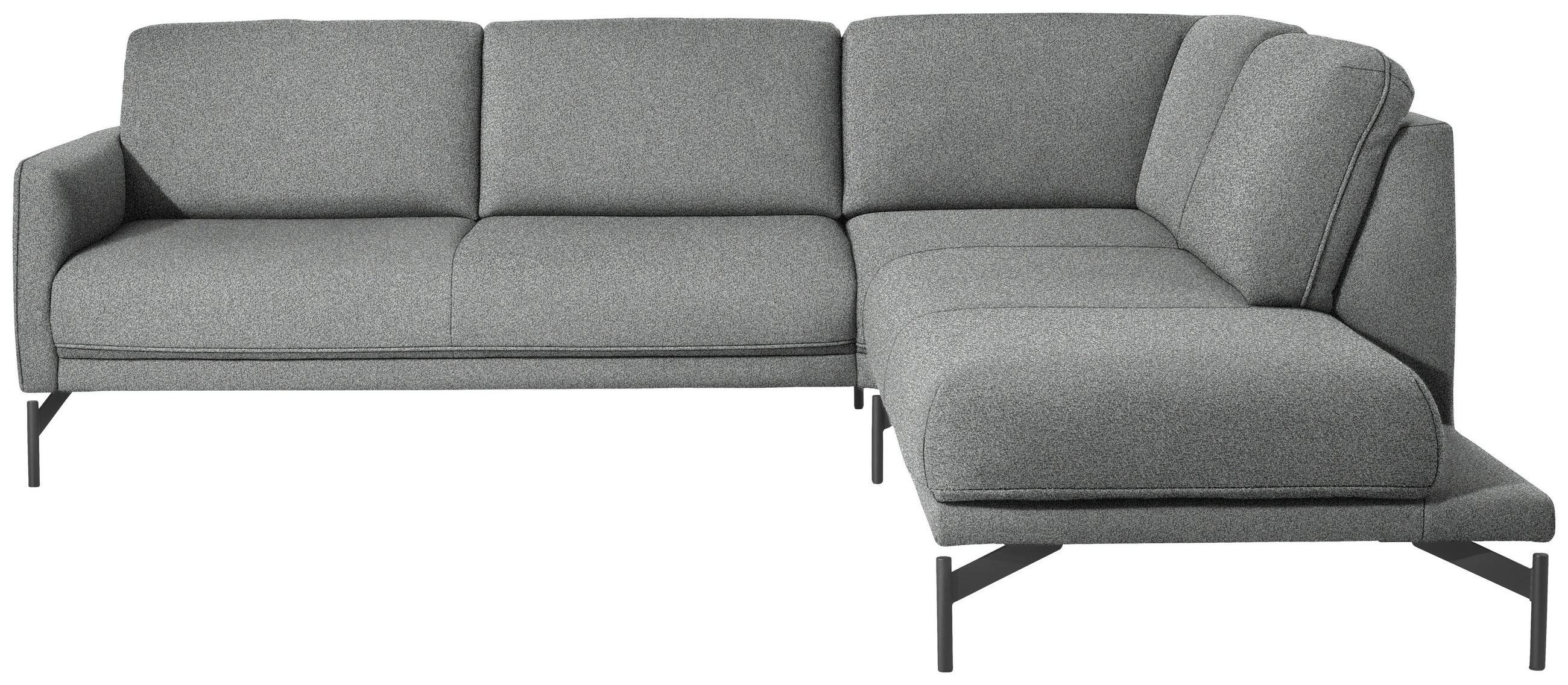 ECKSOFA in Flachgewebe, Struktur Hellgrau  - Anthrazit/Hellgrau, Design, Textil/Metall (254/230cm) - Johann Jakob
