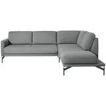 ECKSOFA in Flachgewebe, Struktur Hellgrau  254/230 cm  - Anthrazit/Hellgrau, Design, Textil/Metall (254/230cm) - Johann Jakob