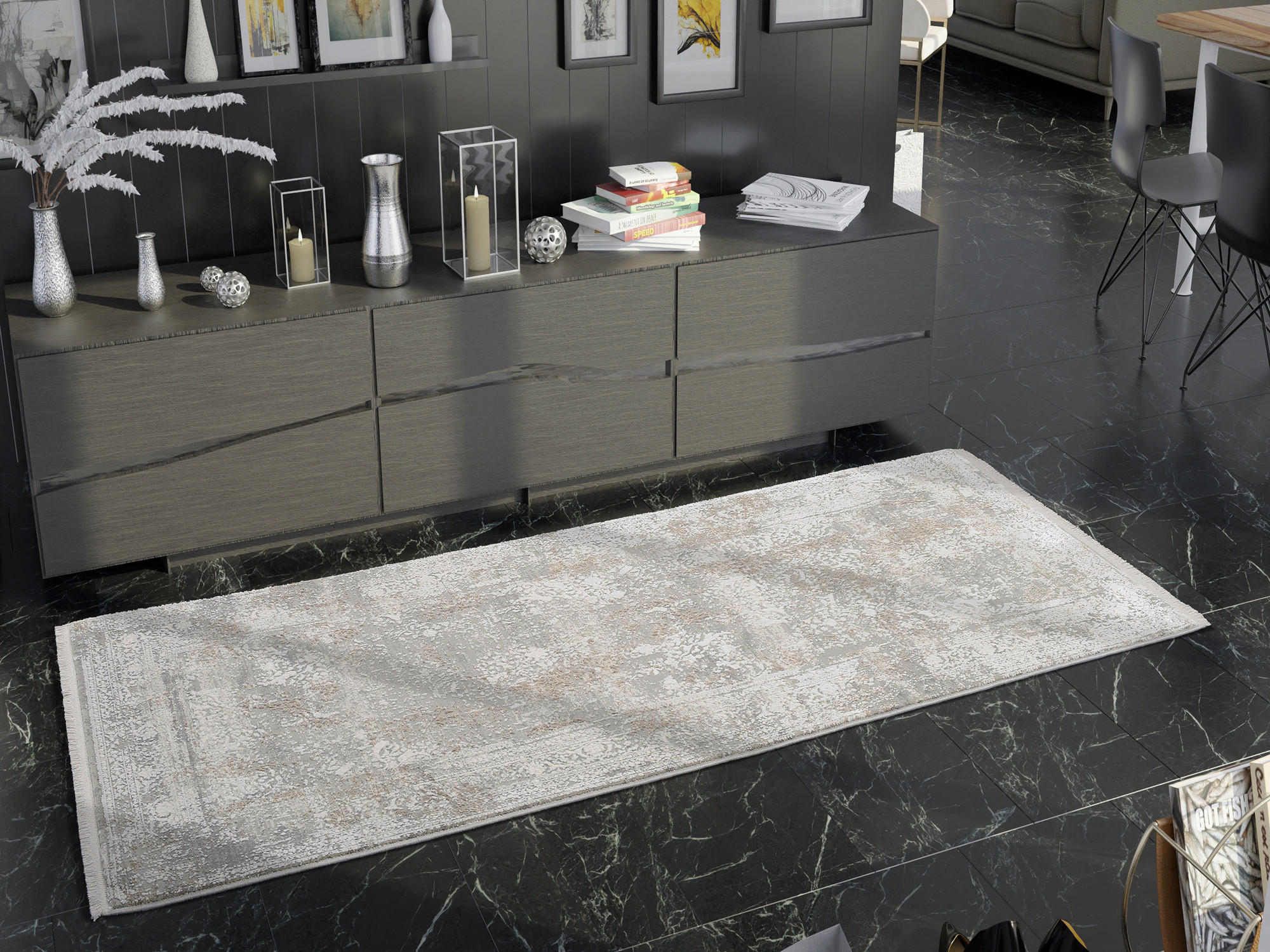 LÄUFER 80/200 cm  - Goldfarben/Grau, Design, Textil (80/200cm) - Dieter Knoll