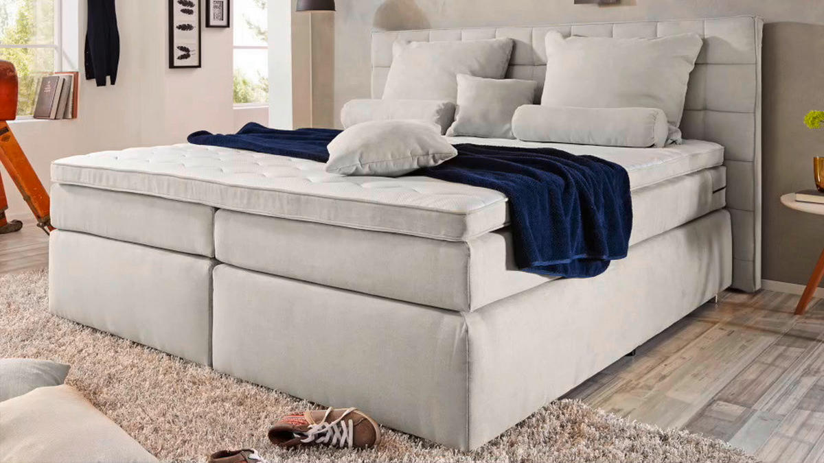 BOXSPRING KREVET 160/200 cm     siva  - siva, Moderno, tekstil/pločasti materijal (160/200cm) - Hom`in