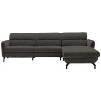 ECKSOFA Dunkelbraun Chenille  - Dunkelbraun/Schwarz, Design, Textil/Metall (299/187cm) - Schöner Wohnen
