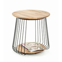 BEISTELLTISCH 50/50/52 cm Eiche massiv Schwarz, Eichefarben rund  - Eichefarben/Schwarz, Trend, Holz/Metall (50/50/52cm)