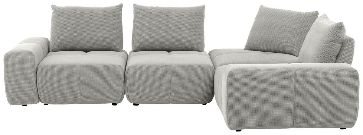 ECKSOFA in Velours Greige  326/236 cm  - Greige/Schwarz, Design, Kunststoff/Textil (326/236cm) - Xora