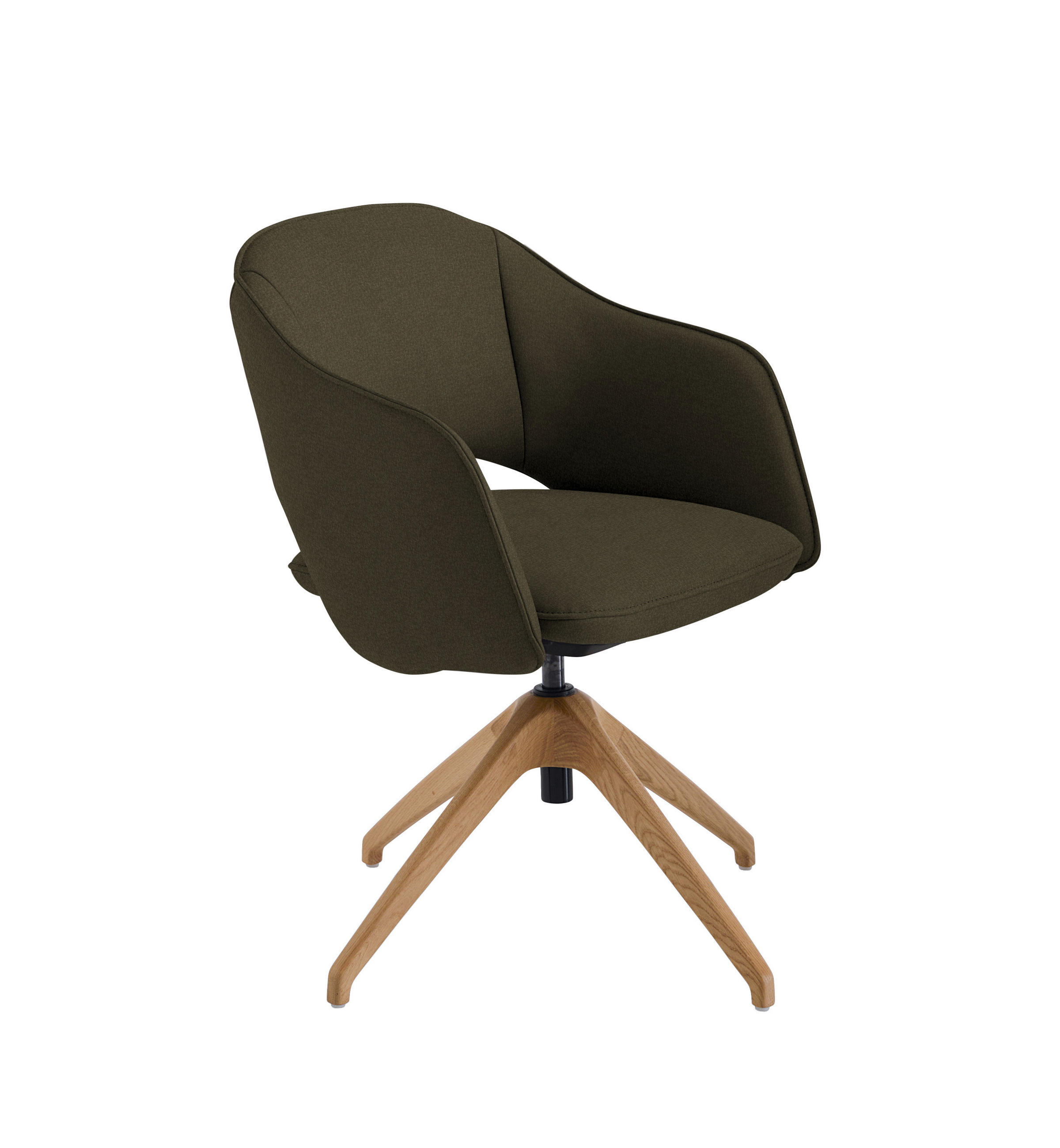 ARMLEHNSTUHL  in Echtleder naturbelassen  - Wildeiche/Olivgrün, Design, Leder/Holz (63/74-90/57-73cm) - Koinor