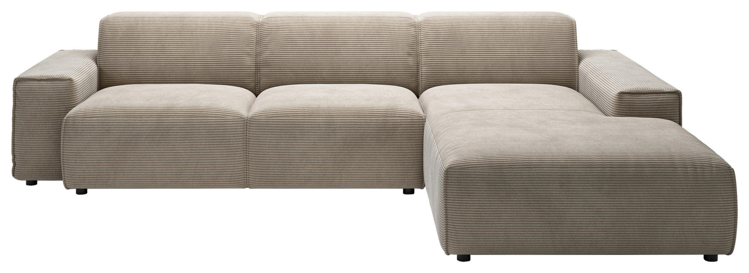 ECKSOFA in Cord Taupe  - Taupe/Schwarz, Design, Kunststoff/Textil (300/189cm) - Pure Home Lifestyle