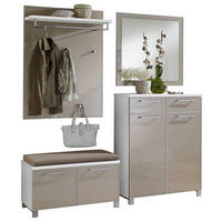 GARDEROBE 5-teilig  in 180/195/40 cm  - Taupe/Weiss, Design, Glas/Holzwerkstoff (180/195/40cm)