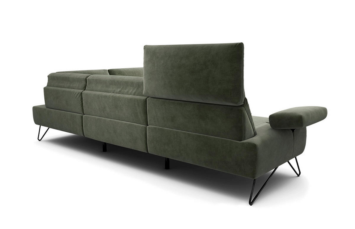 ECKSOFA Cosy Waldgrün Samt  - Waldgrün/Schwarz, Design, Textil/Metall (288-303/213cm) - SENSOO