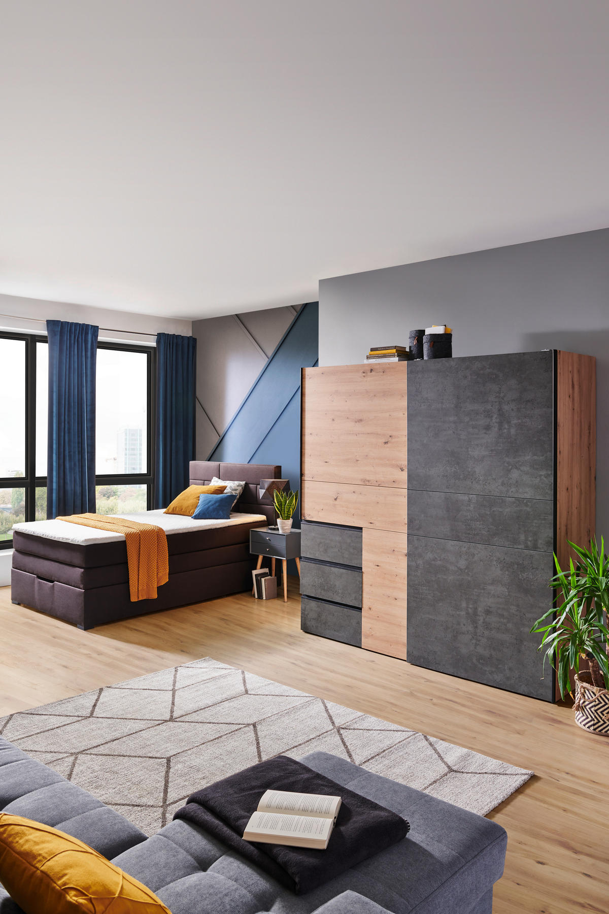 BOXSPRINGBETT 120/200 cm  in Dunkelbraun  - Wengefarben/Dunkelbraun, Konventionell, Textil (120/200cm) - Carryhome