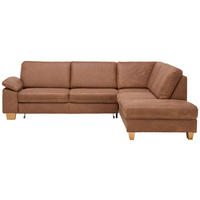 ECKSOFA in Echtleder Braun  274/235 cm  - Eichefarben/Beige, KONVENTIONELL, Leder/Holzwerkstoff (274/235cm) - Beldomo Premium