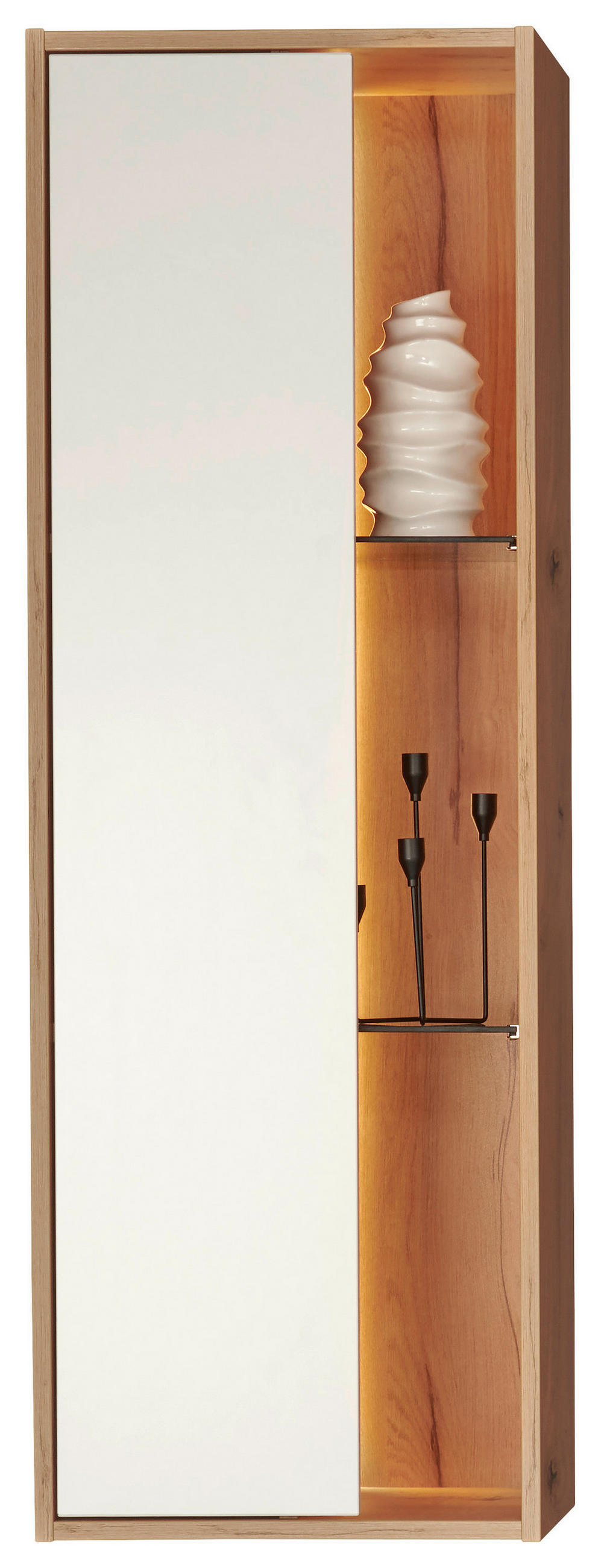 HÄNGEVITRINE in Weiß, Eiche Artisan   - Weiß/Eiche Artisan, Design, Glas/Holzwerkstoff (47/140/37cm) - home24