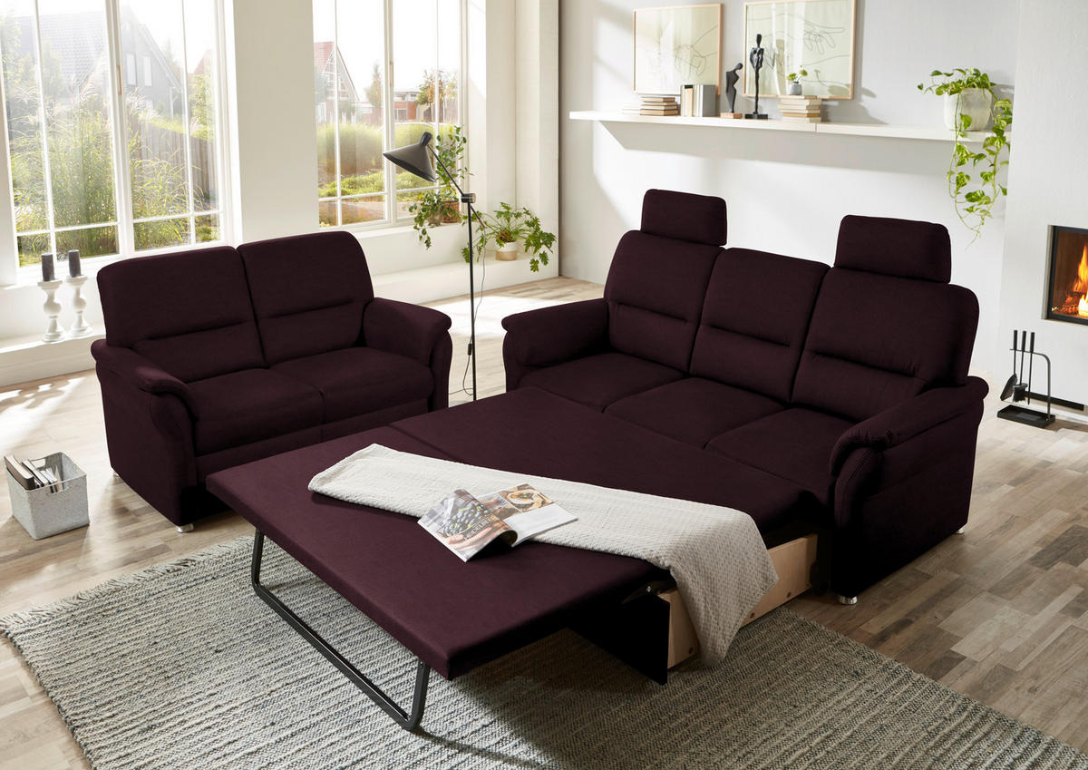 SITZGARNITUR in Mikrofaser Dunkelbraun  - Dunkelbraun/Alufarben, KONVENTIONELL, Textil/Metall (192/96/89cm) - Beldomo Comfort