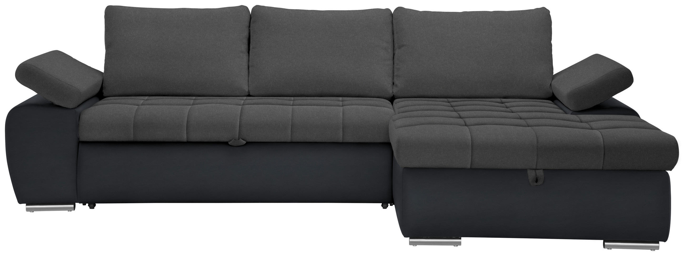 SEDEŽNA GARNITURA, gladka tkanina modra, siva - modra/barve niklja, Design, umetna masa/tekstil (271/175cm) - Xora