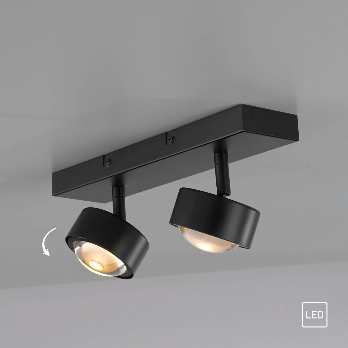 LED-DECKENLEUCHTE 30/12/12,5 cm   - Schwarz, Design, Kunststoff/Metall (30/12/12,5cm) - Schöner Wohnen