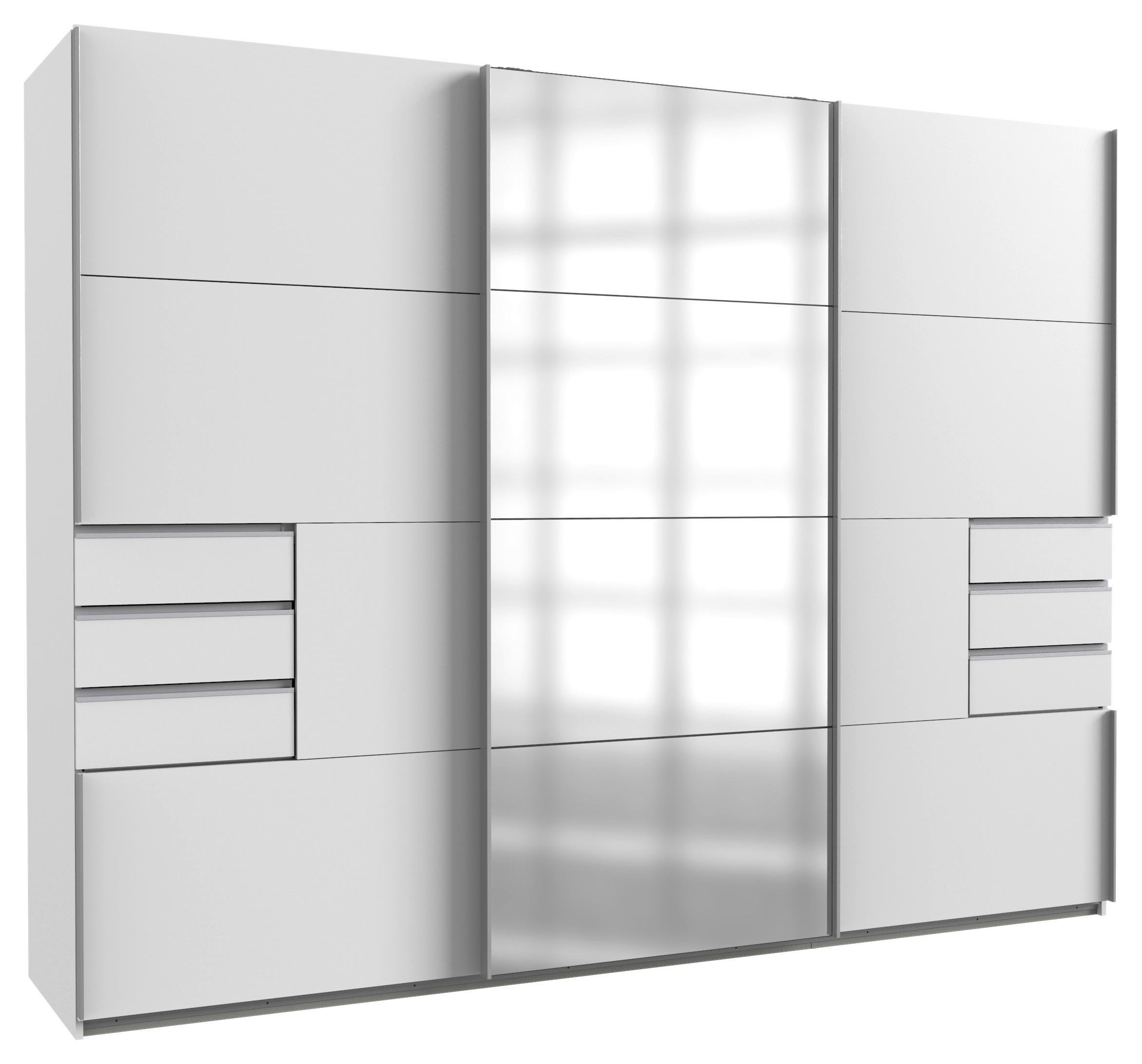 Dulap Cu Uși Glisante, 270/208/64 cm, străveziu, alb, culoare aluminiu