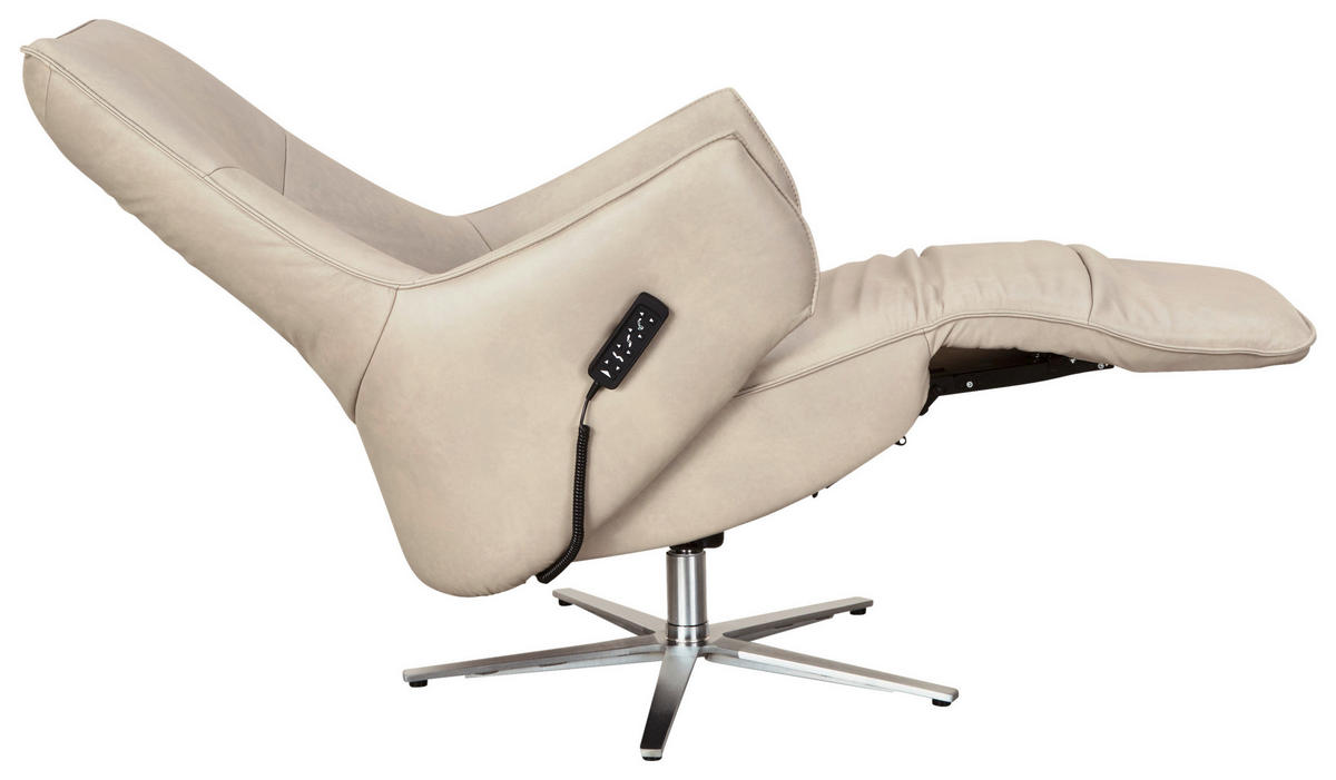 RELAXSESSEL Echtleder Relaxfunktion, Fußteilverstellung    - Edelstahlfarben/Creme, Design, Leder/Metall (70/120/88cm) - Himolla